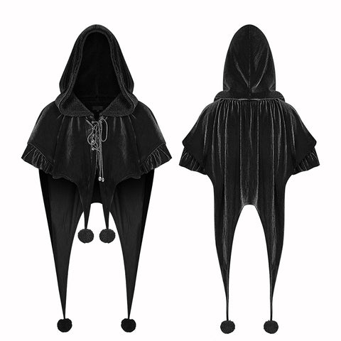 Lolita Velvet Short Hooded Loose Cloak With Cute Wooly Balls
