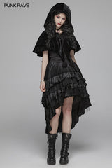 Lolita Velvet Short Hooded Loose Cloak With Cute Wooly Balls