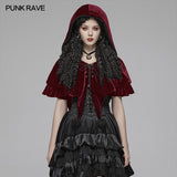 Lolita Velvet Short Hooded Loose Cloak With Cute Wooly Balls