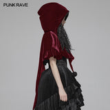 Lolita Velvet Short Hooded Loose Cloak With Cute Wooly Balls