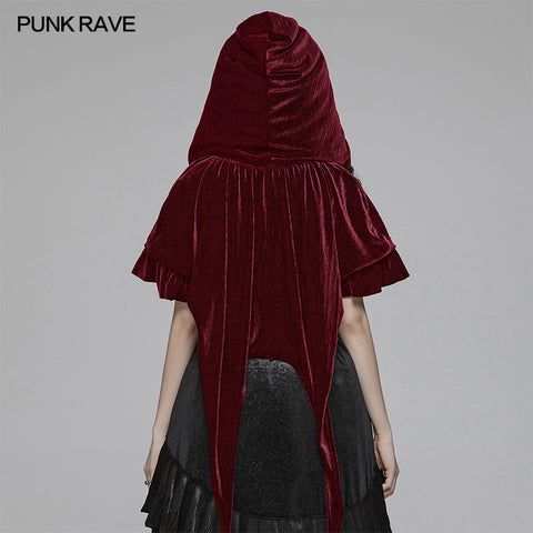 Lolita Velvet Short Hooded Loose Cloak With Cute Wooly Balls