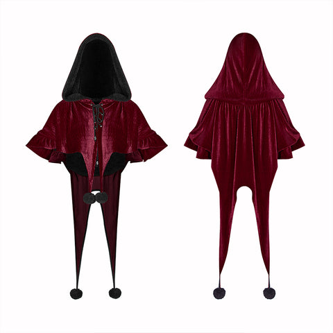 Lolita Velvet Short Hooded Loose Cloak With Cute Wooly Balls