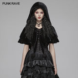 Lolita Velvet Short Hooded Loose Cloak With Cute Wooly Balls