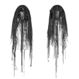 Lolita Dark Hat Long Irregular Tulle And Lace Headwear With Three-dimensional Flower Decoration