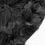 Lolita Dark Hat Long Irregular Tulle And Lace Headwear With Three-dimensional Flower Decoration