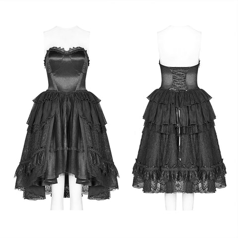 Lolita Sweetheart Neck Ruffles Irregular Lace Dress