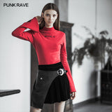 Black Pleated Stitching Half Skirt