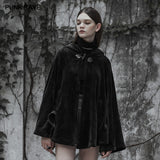 Dark Velvet Embroidered Cloak Jacket With Moon Design