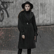 Lumbar drawstring decoration long coat (with rope)
