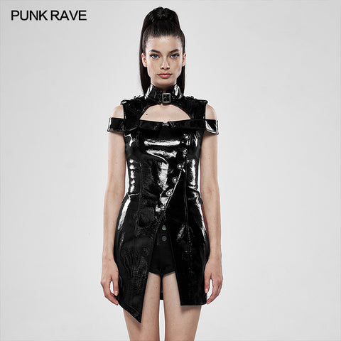 Punk flaming patent leather dress