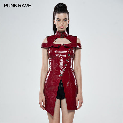 Punk flaming patent leather dress