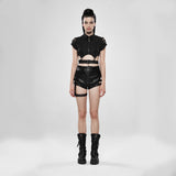 Dark Girl Hollow-out Metal Zipper Shirt