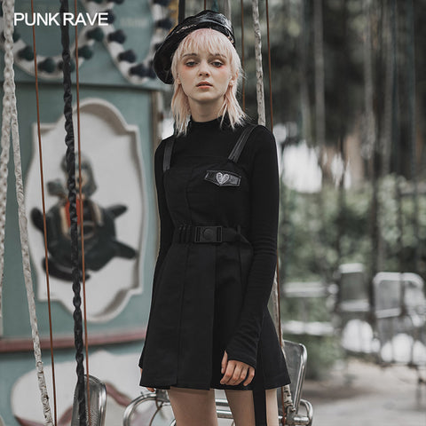 "Hardcore Girl" series military asymmetrical placket slip dress