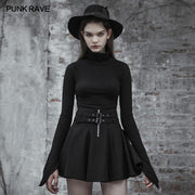 High Collar Irregular Hem Pullover Sweater