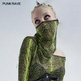 Punk fluorescent serpentine printed triangular face kerchief