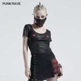 Daily peach heart paste cloth mesh t-shirt