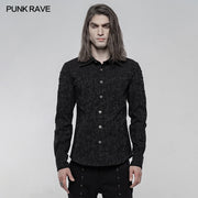 Elastic Jacquard Punk Long Sleeve Shirt