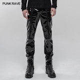 Punk Mechanical Patent pu Leather Trousers