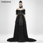 Black feather off shoulder dress