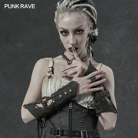 Steampunk Imitation Crocodile PU Gloves