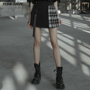 Black and white stitching pliad detachable waist-tail skirt