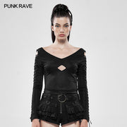 Dark legend Hollow-out Long Sleeve T-shirt