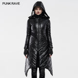 Dark Punk Geometric Split Medium Long Coat