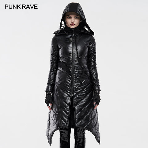 Dark Punk Geometric Split Medium Long Coat
