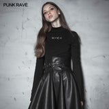 Dark High Collar "Witch" Trumpet Sleeve Knitted Top