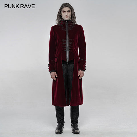 Elaborately embroidered gothic mid-length coat