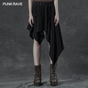 Punk asymmetrmetric vertical half skirt