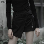 Asymmetrical tailored inclined placket zipper skirt