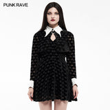 Dark peach heart shadow flower bat white collar little black dress