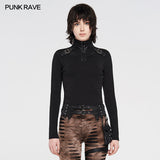 Punk knit long-sleeved T-shirt