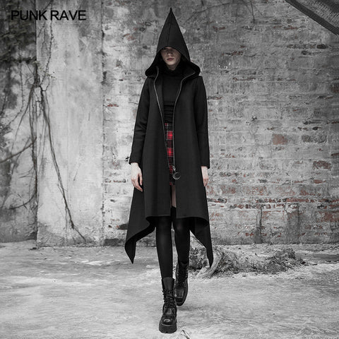 Dark Loose Irregular Woolen Coat