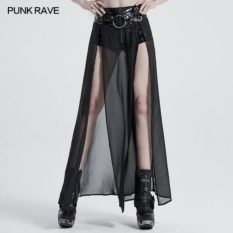 Punk fake two-pieces half skirt