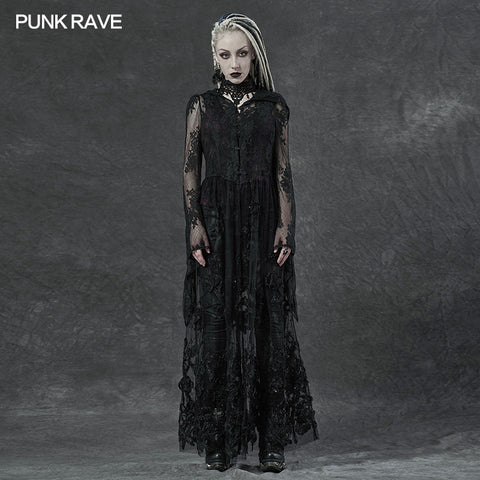 Gothic lace 3D embroidered long coat
