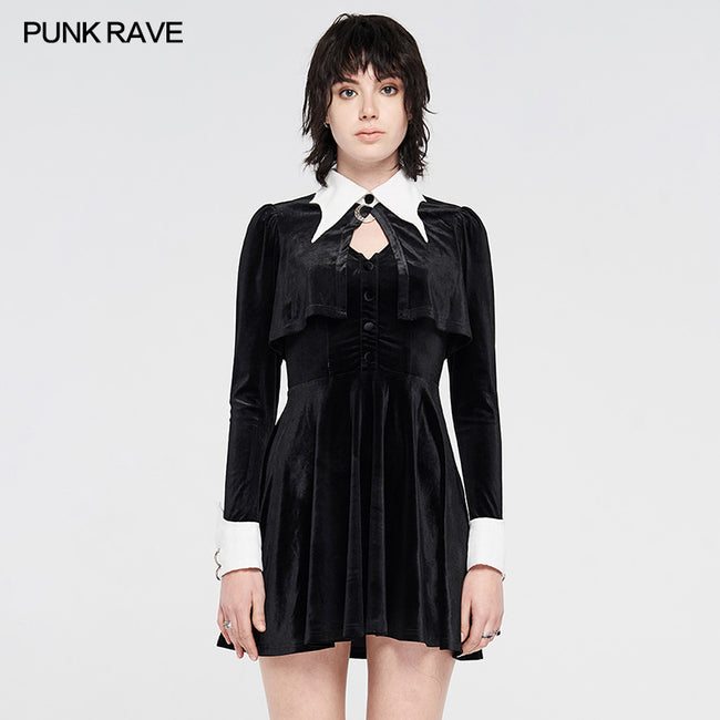 2020 Dark bat white collar little black gothic dress 2020 Dark bat white collar little black gothic dress
