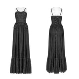 Vintage Gothic Long Lace Dress With Removable Shoulder Strap For Women