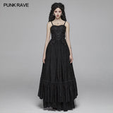 Vintage Gothic Long Lace Dress With Removable Shoulder Strap For Women