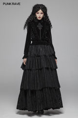Gothic Middle Collar Dark-grain Velvet Blouse For Women