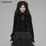 Gothic Middle Collar Dark-grain Velvet Blouse For Women