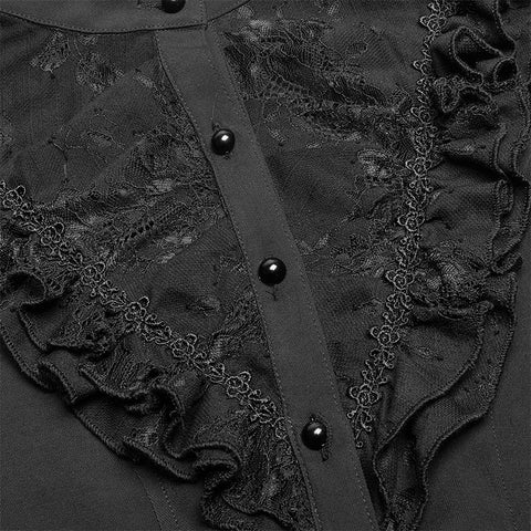 Gothic Long Shirt With Irregular Hollow-out Lace Design For Women