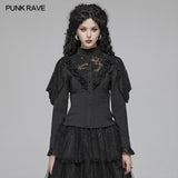 Gothic Long Shirt With Irregular Hollow-out Lace Design For Women