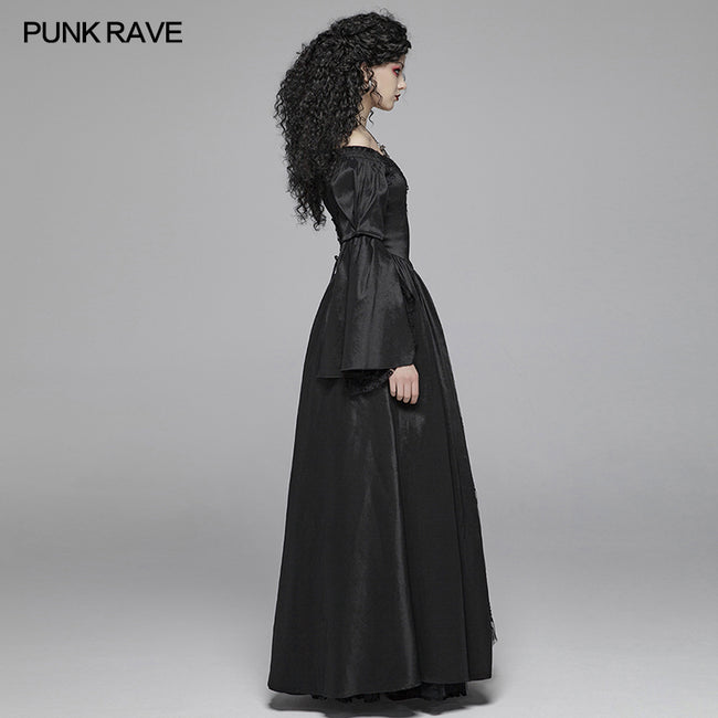Victorian Gothic Off The Shoulder Long Sleeve Lace-up Dresses– Punkravestore