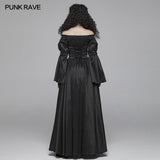 Victorian Gothic Off The Shoulder Long Sleeve Lace-up Dresses