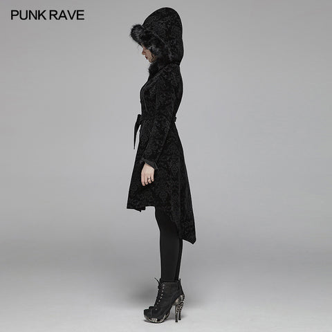 Gothic Pattern Medium Long Coat With Pointed Hat For Women