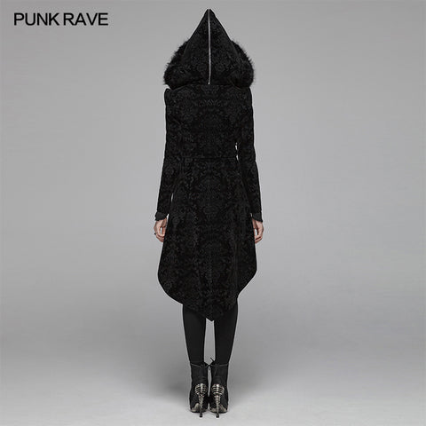 Gothic Pattern Medium Long Coat With Pointed Hat For Women