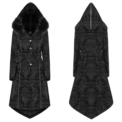 Gothic Pattern Medium Long Coat With Pointed Hat For Women