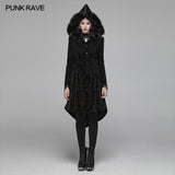 Gothic Pattern Medium Long Coat With Pointed Hat For Women